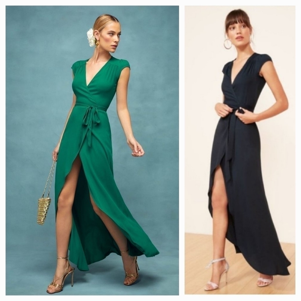 Reformation Chamomile Color Blue Wrap Dress